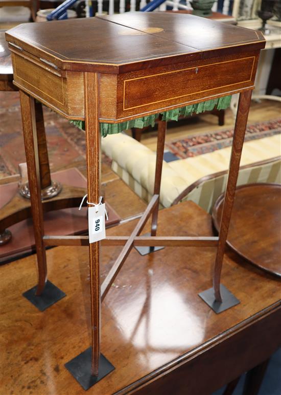 An Edwardian inlaid mahogany work table W.45cm